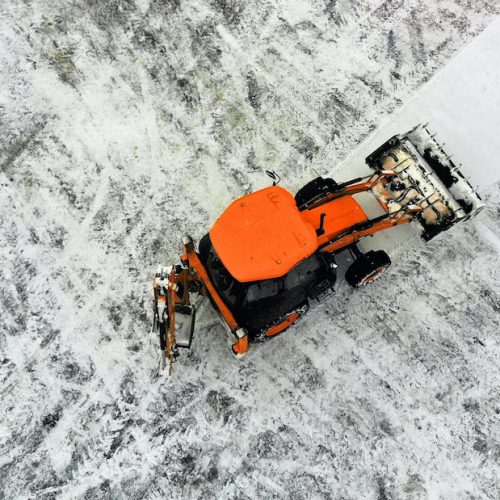 Orange snow removal equipment
